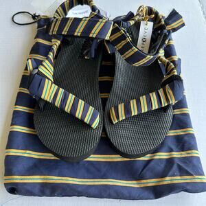 Sz 40 NWT Arizona Love x Jason Wu Trekky Sandals blue & yellow striped boho eco